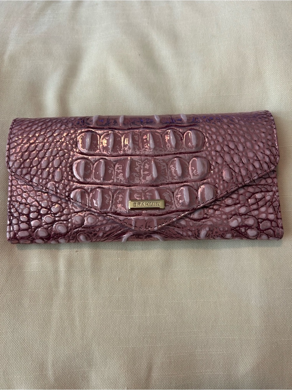 Brahmin Lilac Croc-Embossed Leather Wallet
